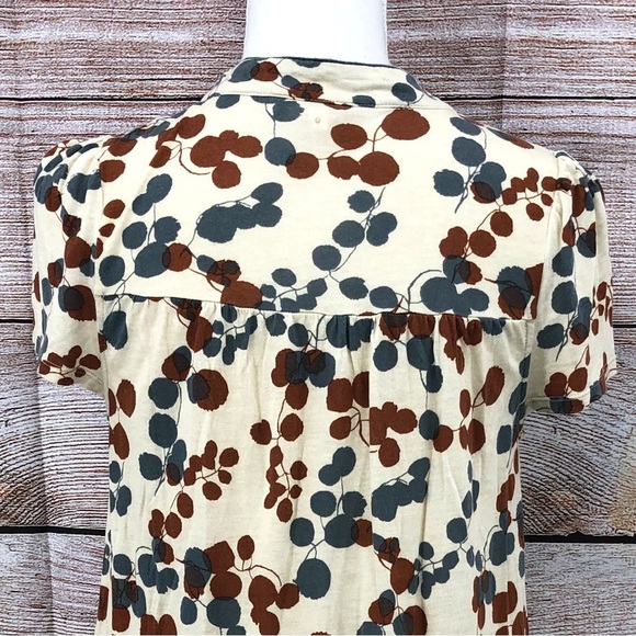 Anthropologie Cream and Blue and Burnt Orange Leaf Blouse Size S - Picture 9 of 9